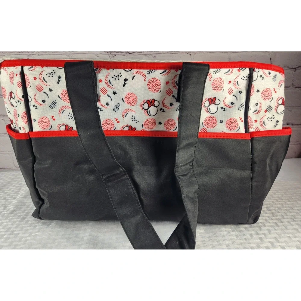 Disney Baby Minnie Mouse Diaper Bag Tote Black Red